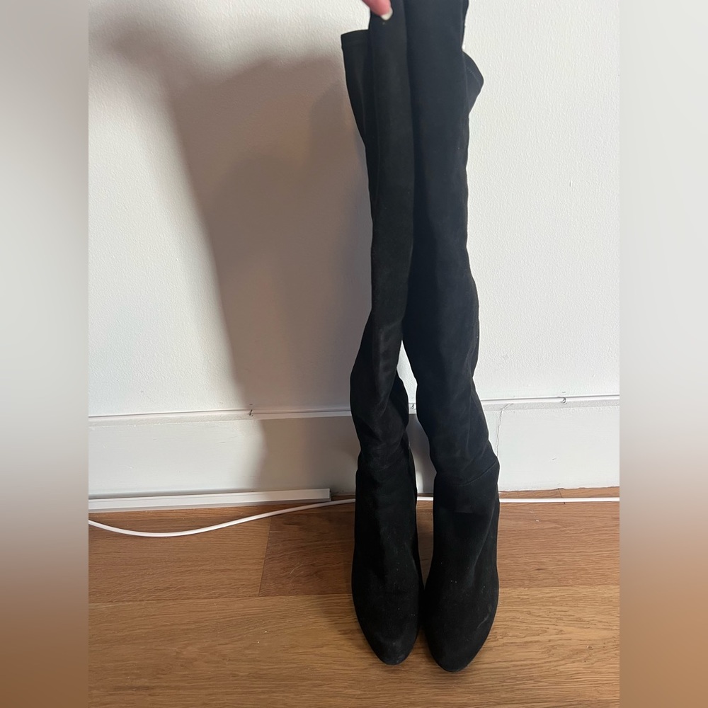 Stretch and suede Stuart Weitzman over the knee heeled boots